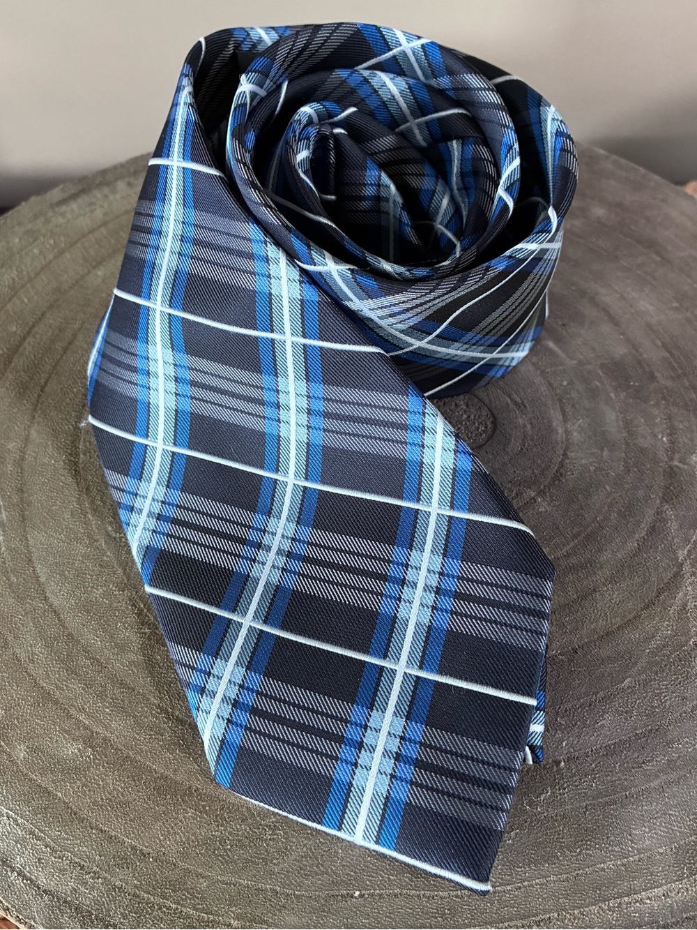 Classic Blue & Black Plaid Men's Tie